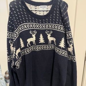 Old Navy navy Sweater with Deer and Tree Design